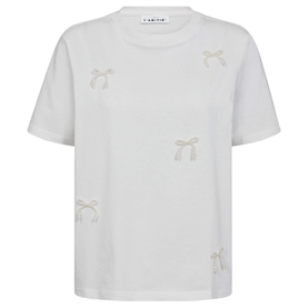 Haute L'amtié Pearl Bow T-shirt, Off-white